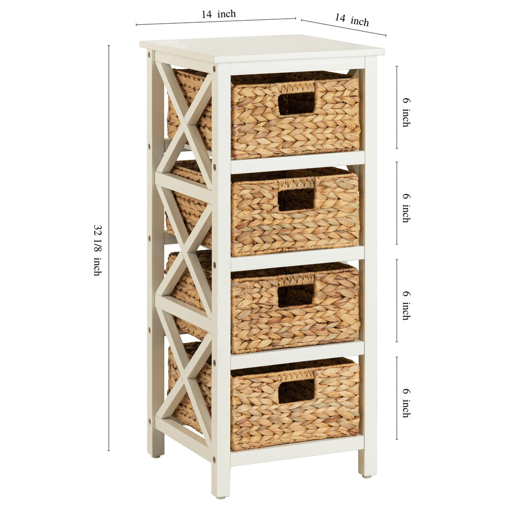 4 Tier X-Side Storage Cabinet White L14179