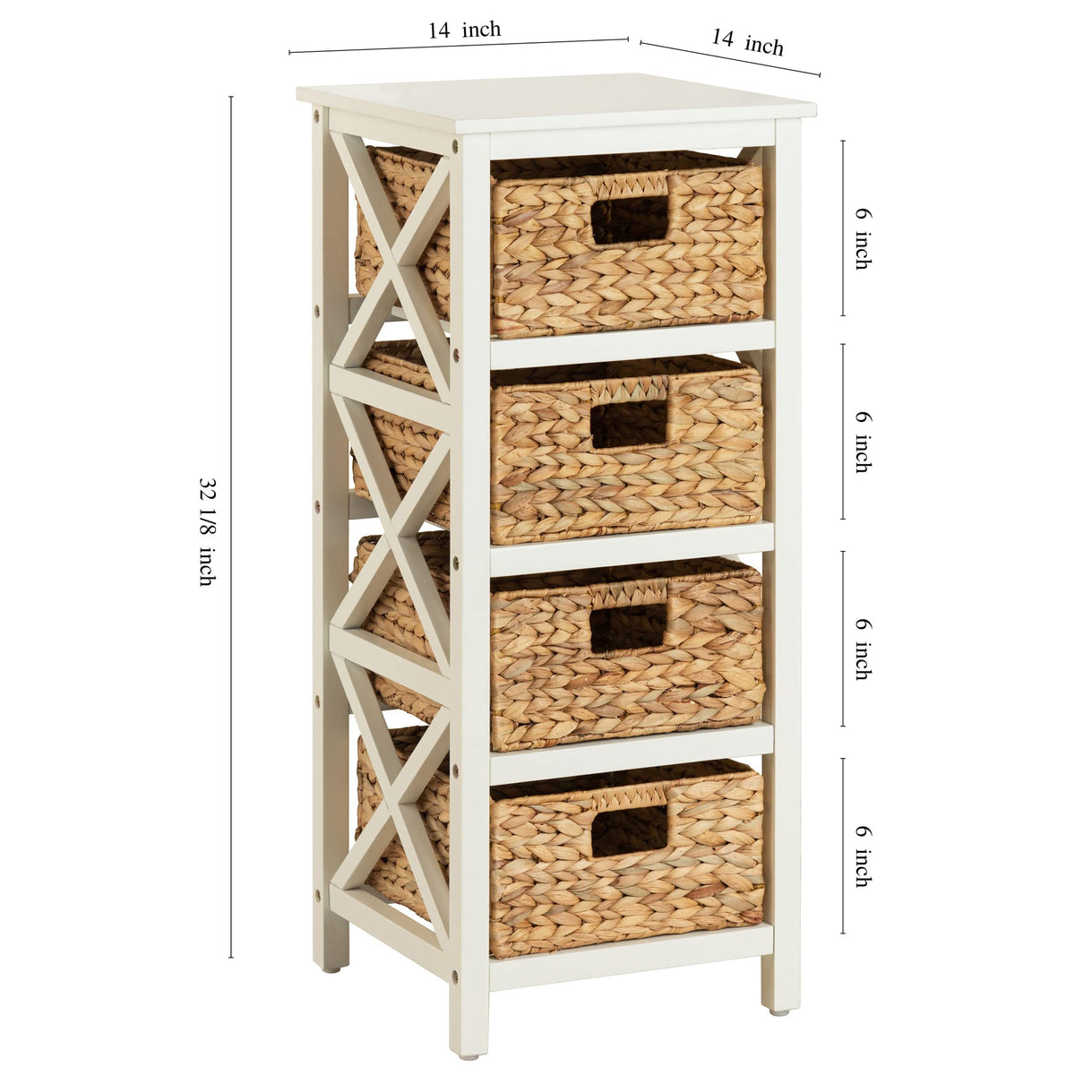 4 Tier X-Side Storage Cabinet White L14179