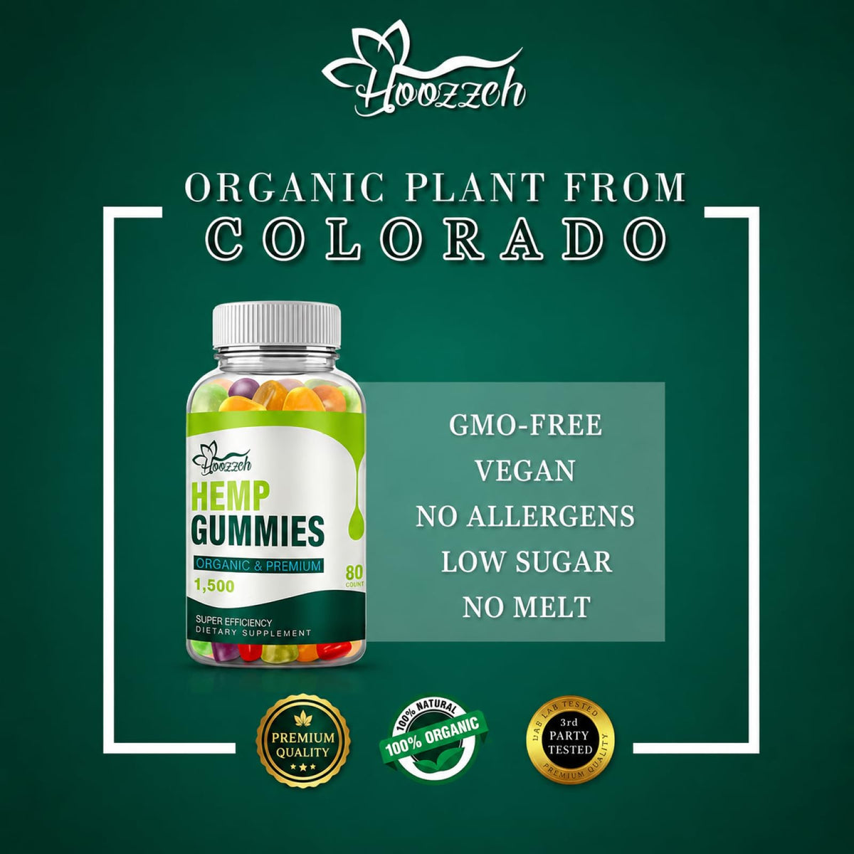Hemp Gummies with Omega 3 6 9 Vegan Gluten Free J505602