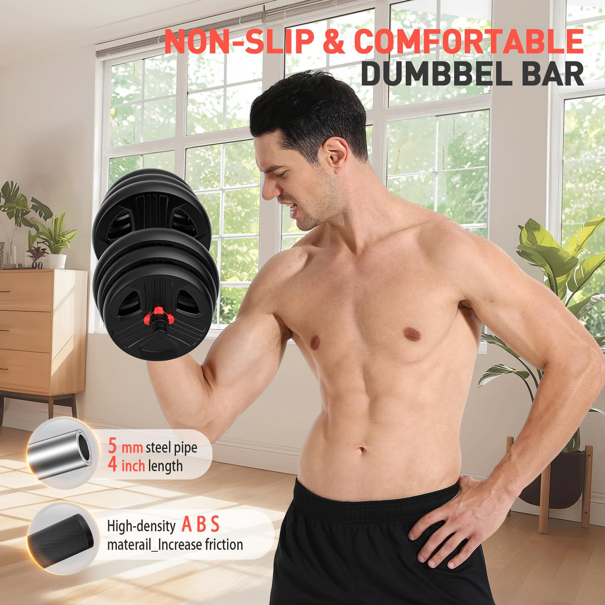 Adjustable Dumbbell Set 20/30/40/60/80 lb Free Weight Set E4892