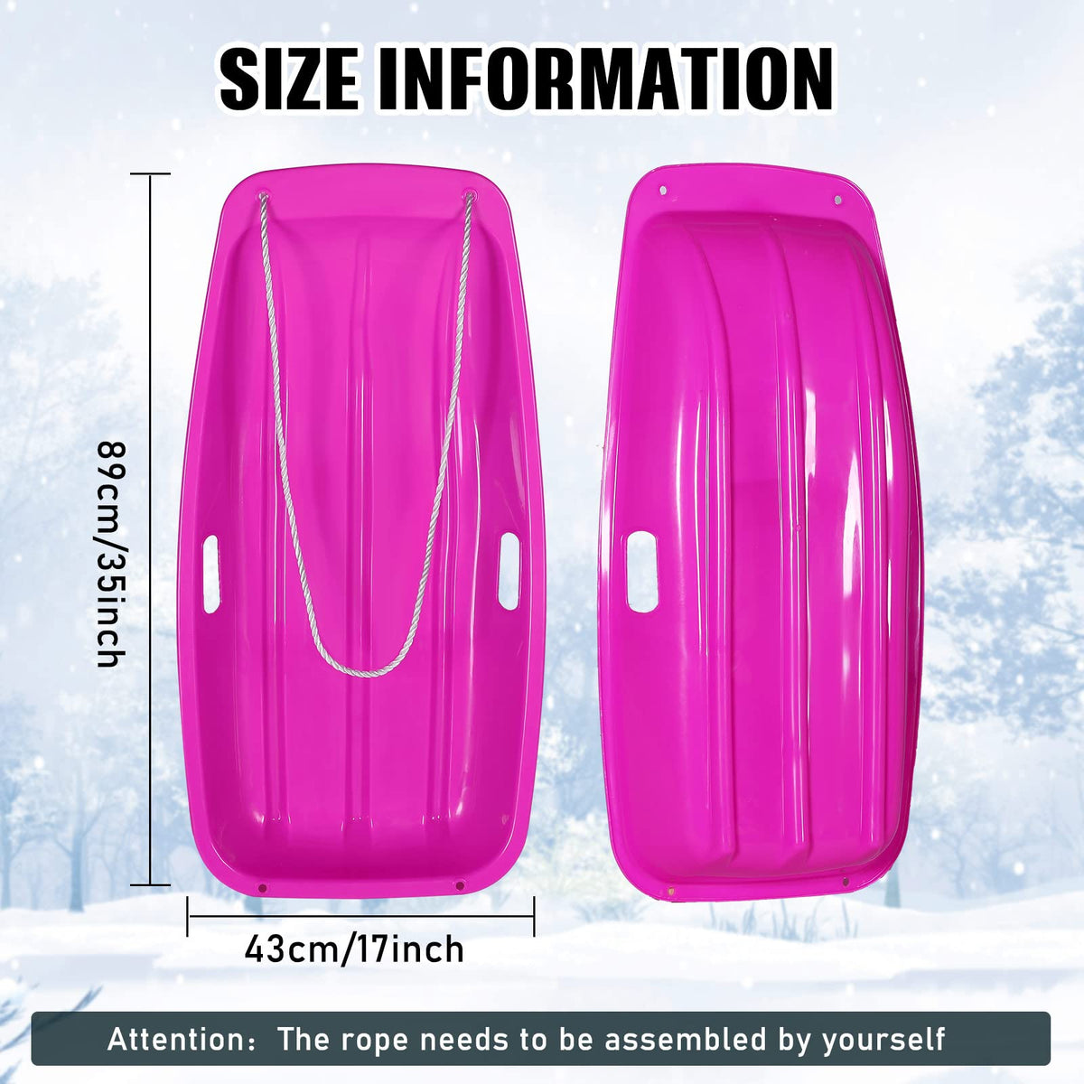 6 Pcs 35 in Plastic Snow Sled G85617