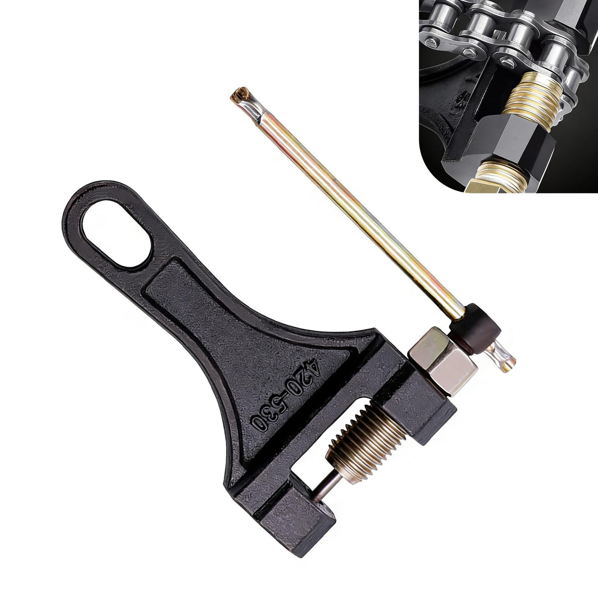 Heavy-duty Alloy 420-530 Roller Chain Breaker Tool with Grip E50363