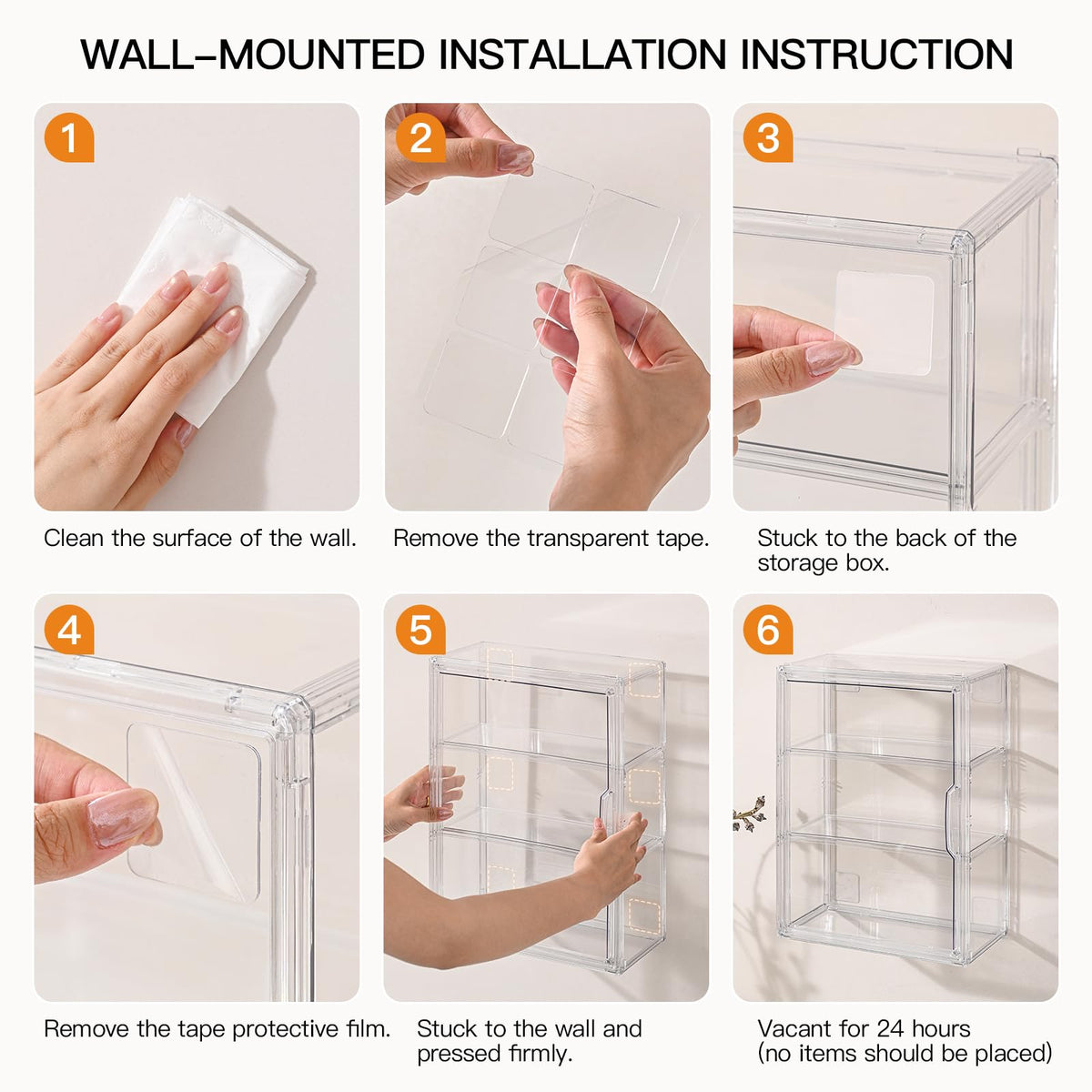 3 Tier Clear Acrylic Display Case with Magnetic Door P1767