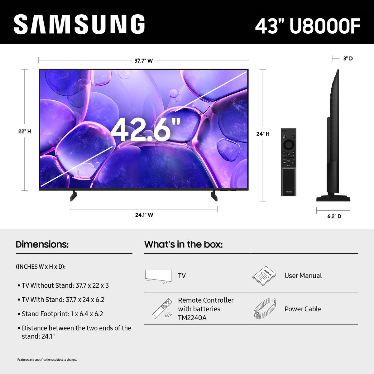 43-Inch Crystal UHD 4K Smart TV D706227