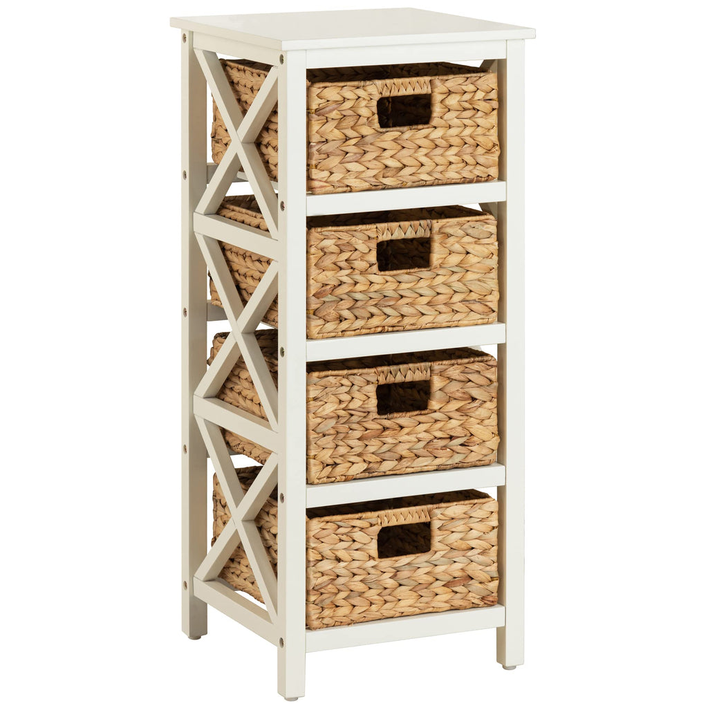 4 Tier X-Side Storage Cabinet White L14179