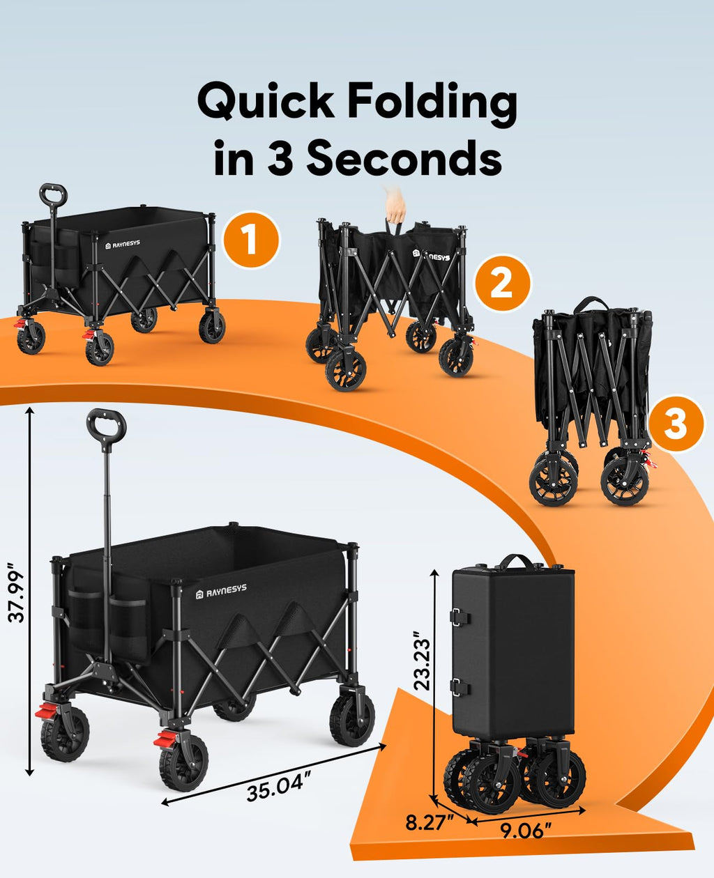 180L Foldable Wagon Cart with Wheels and Brakes A231158