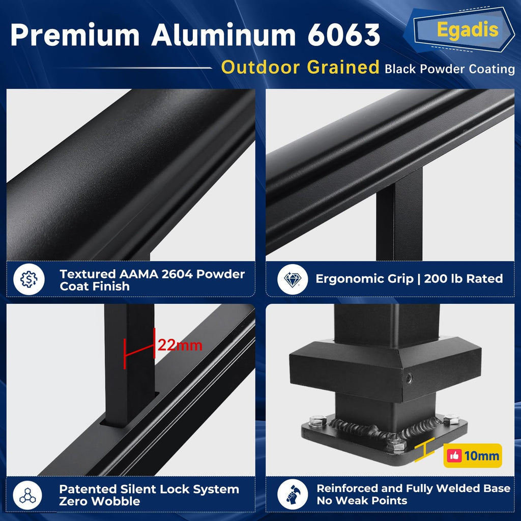 Aluminum Stair Railing Kit, 42 in x 4 ft Black M824041