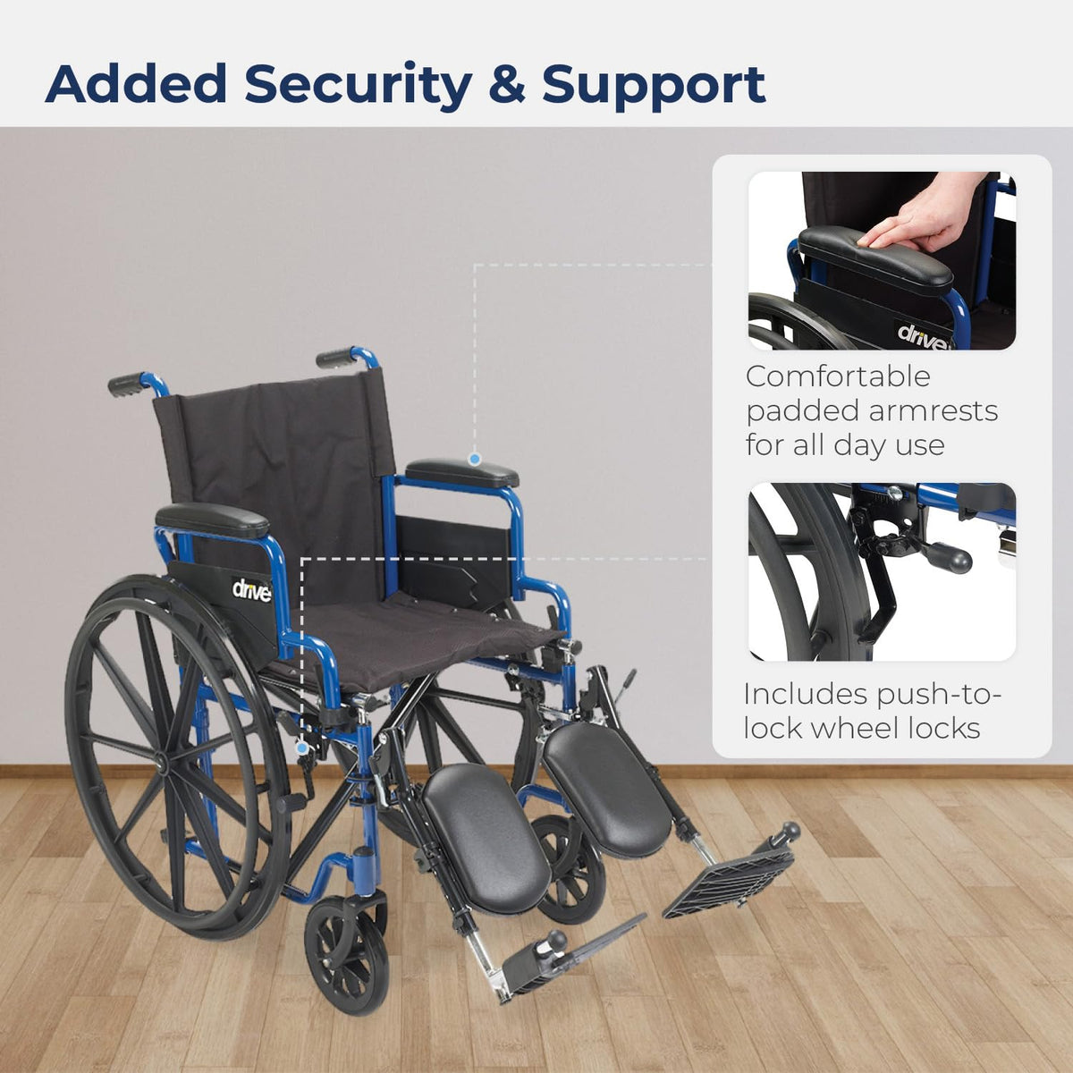 Blue Streak Foldable Wheelchair with Leg Rests M4958