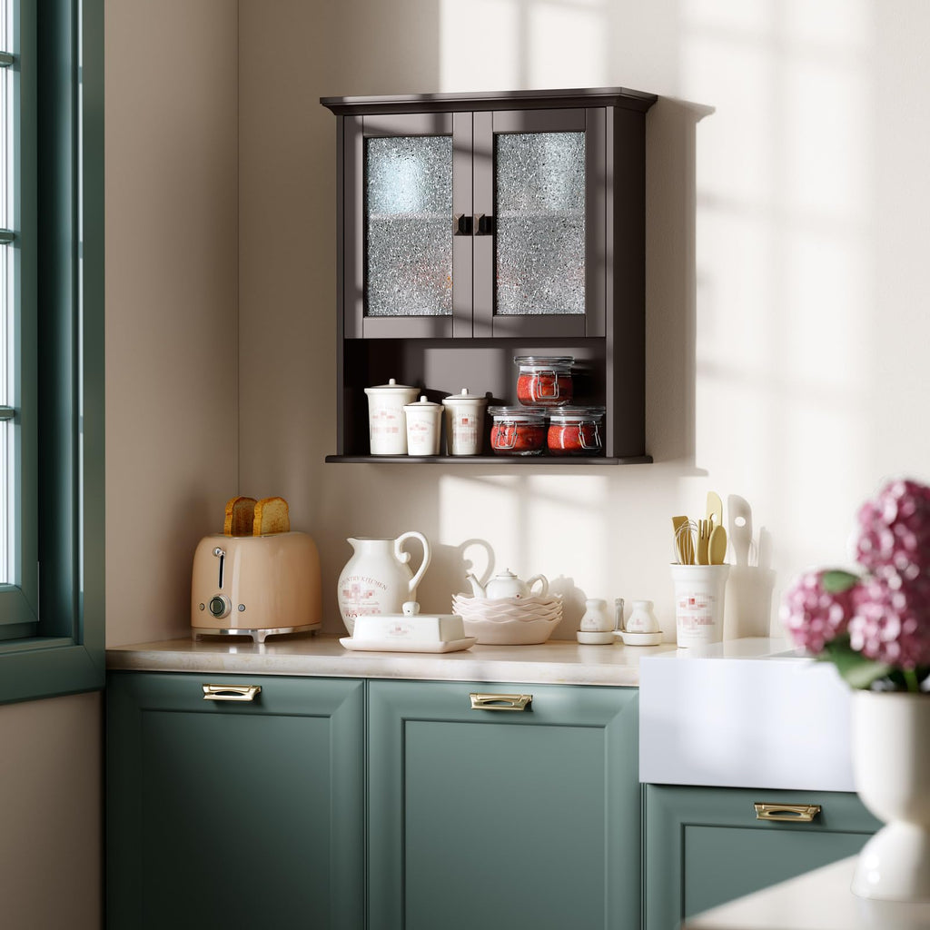 Wall Mount Medicine Cabinet with Tempered Glass Door G769624