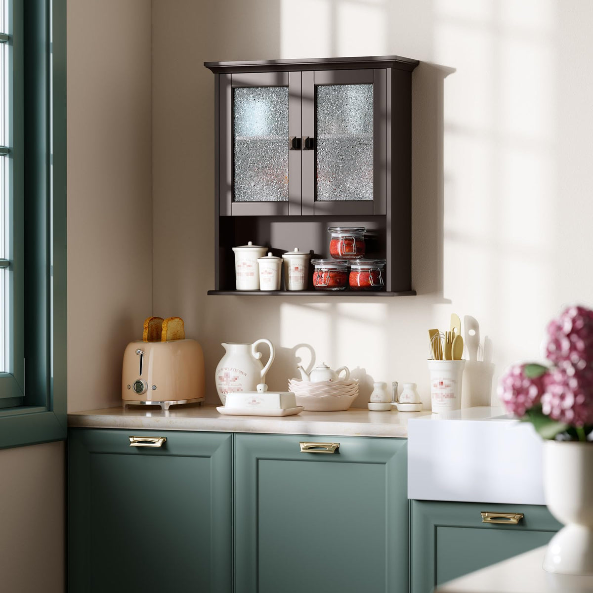Wall Mount Medicine Cabinet with Tempered Glass Door G769624