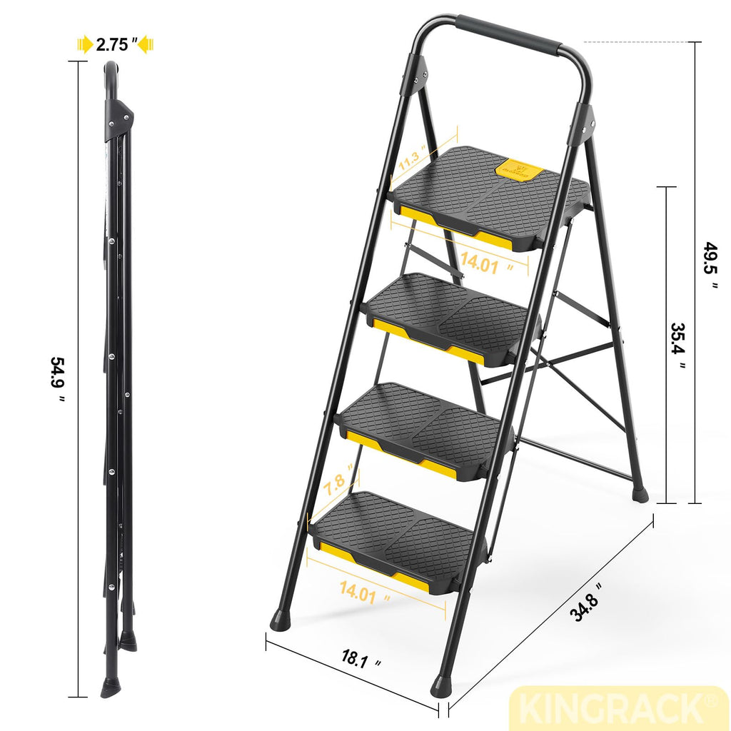4 Step Steel Step Stool with Safe-Lock, Black D111771