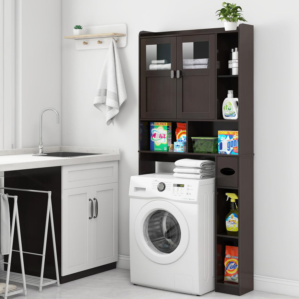Over The Toilet Storage Cabinet with Doors and Shelves H730