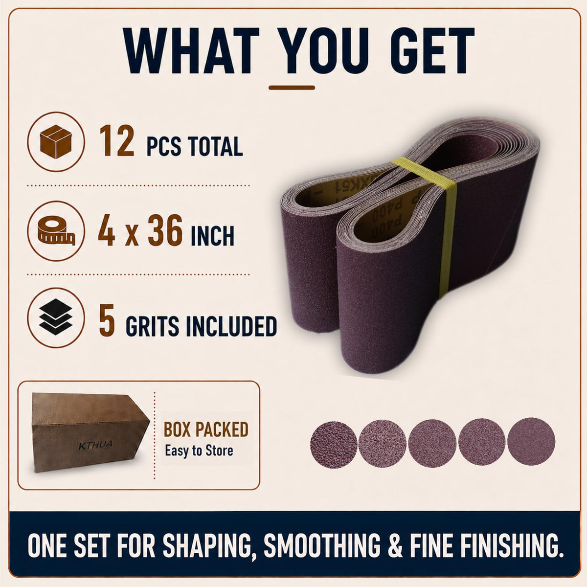 4x36 Aluminum Oxide Sanding Belts, 12 Pack W54280