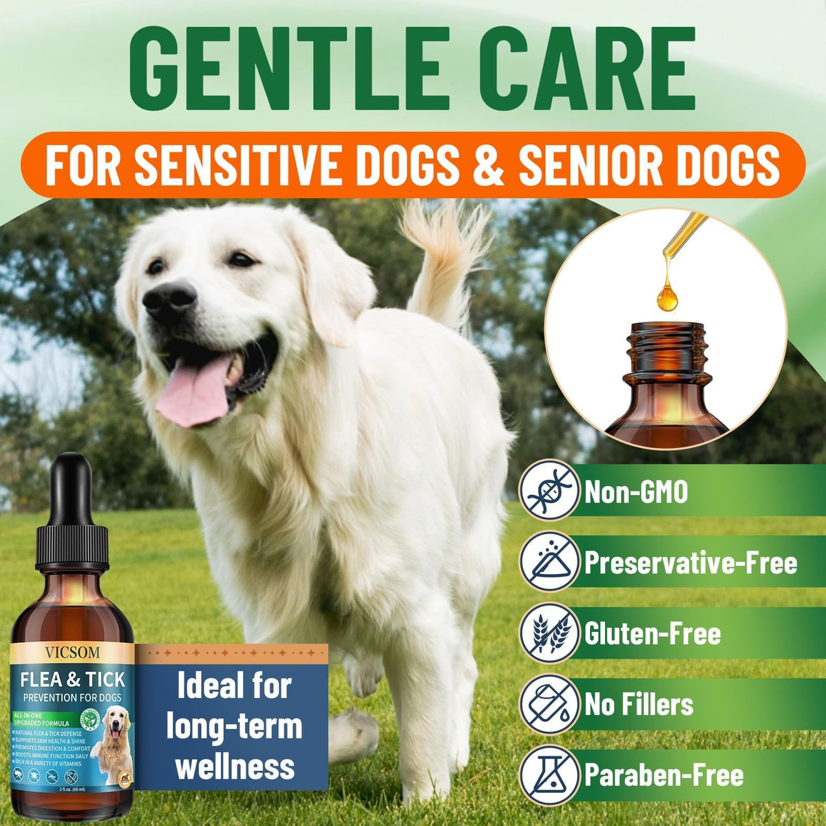 Natural Flea and Tick Prevention for Dogs, 60ml A1768