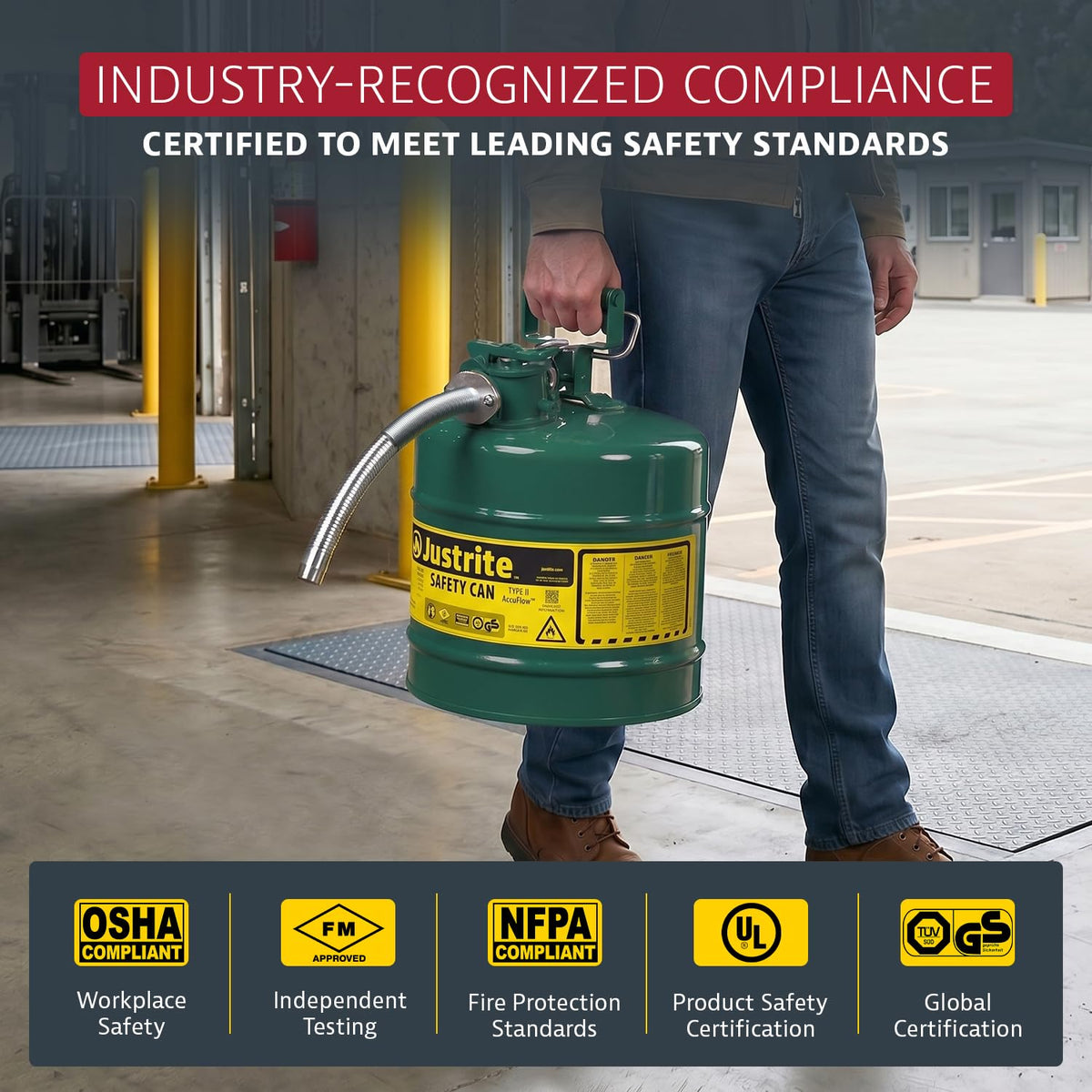Green Galvanized Steel Safety Can W602