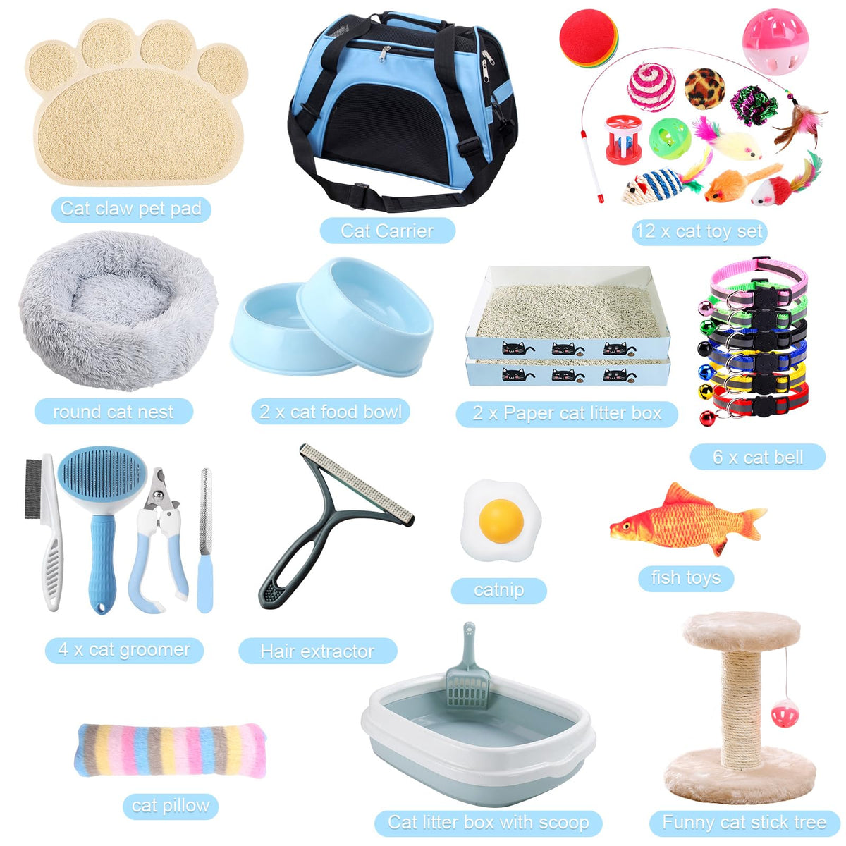 37 Pcs Cat Essentials Starter Kit L6518