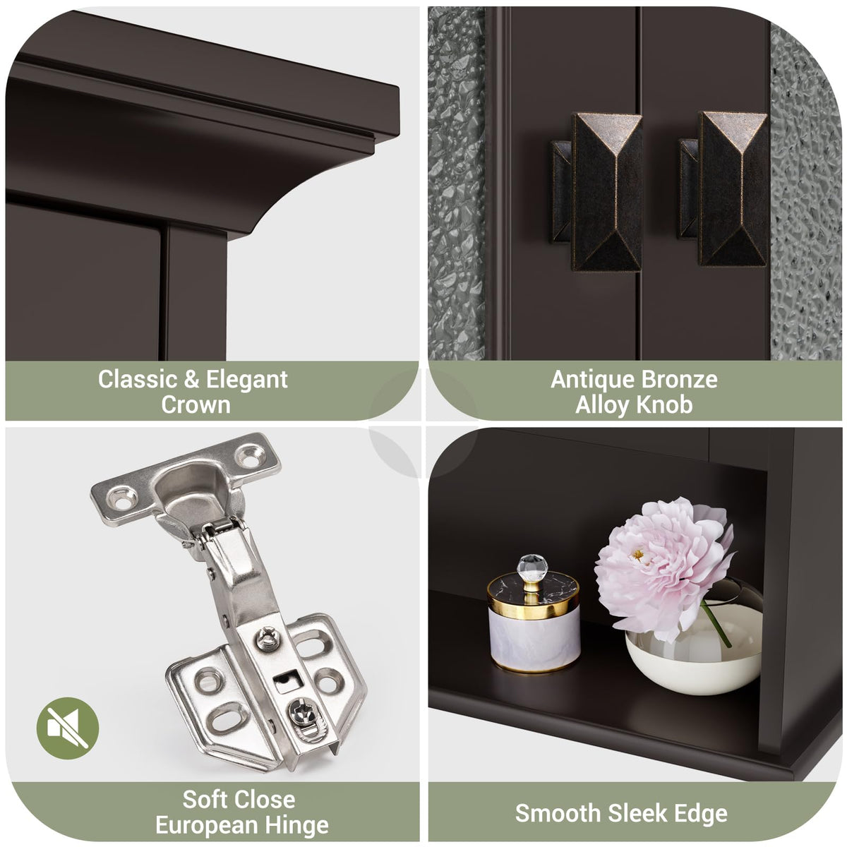 Wall Mount Medicine Cabinet with Tempered Glass Door G769624