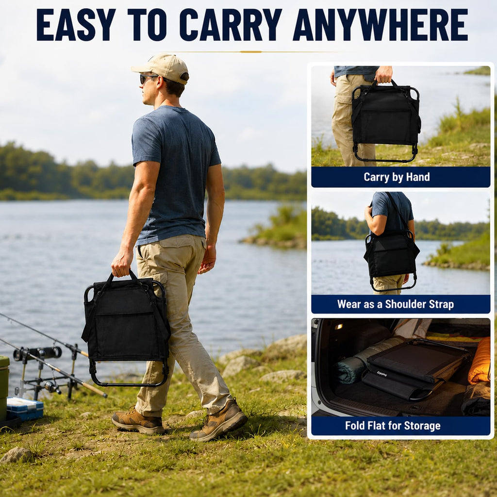 Portable Stadium Seat with Back Support and Storage Pockets X83200