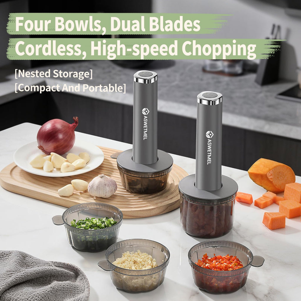 Grey 4-Cup Electric Mini Food Processor P52355
