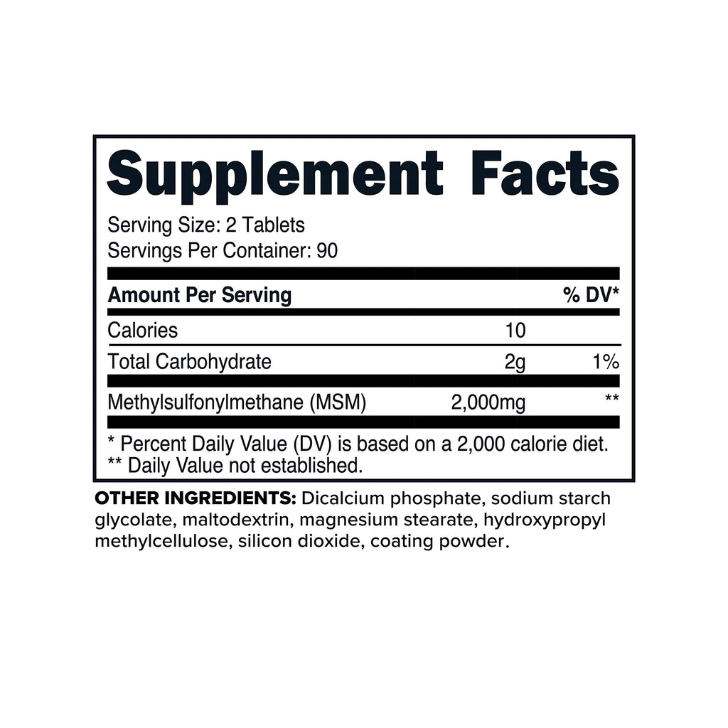 MSM Tablets 2000mg 180 Tablets L65934