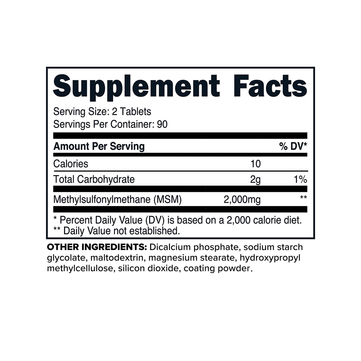 MSM Tablets 2000mg 180 Tablets L65934