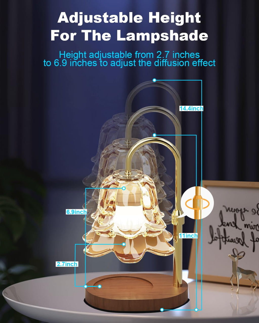 Dimmable Height Adjustable Candle Warmer Lamp with Timer Y70715