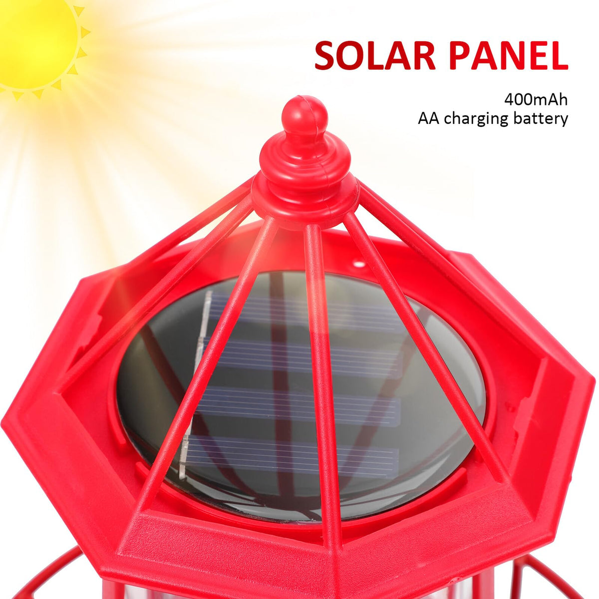 Solar Powered Rotating Lighthouse Garden Light E4505