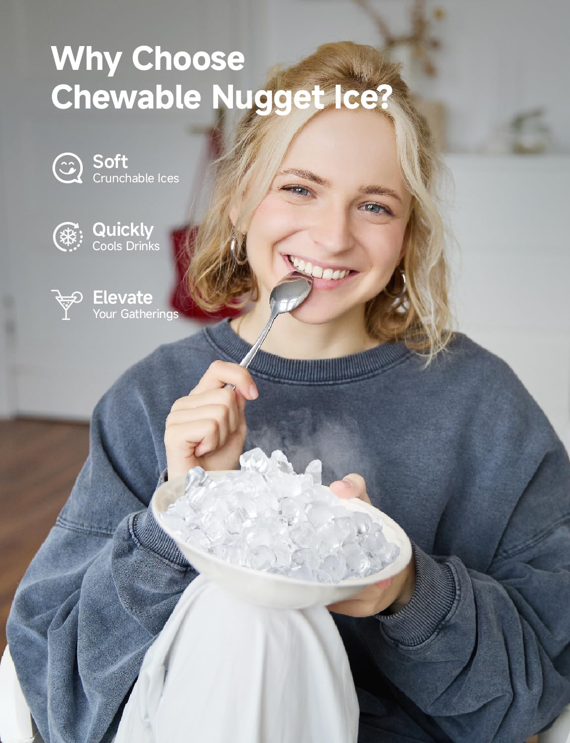 Nugget Ice Maker Countertop, 40lbs/24H, Black V9668