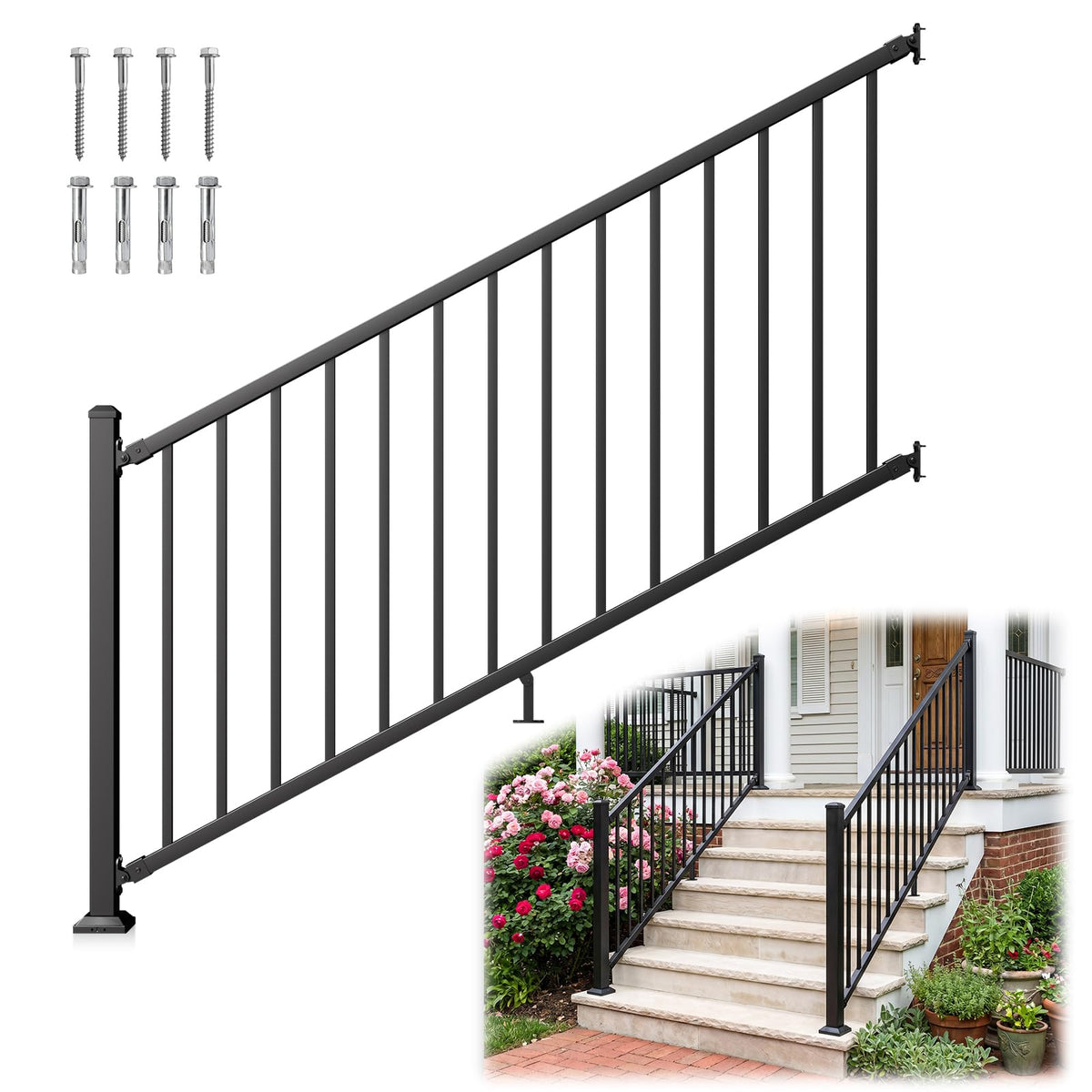 6 ft. W Aluminum Stair Railing Kit Q963