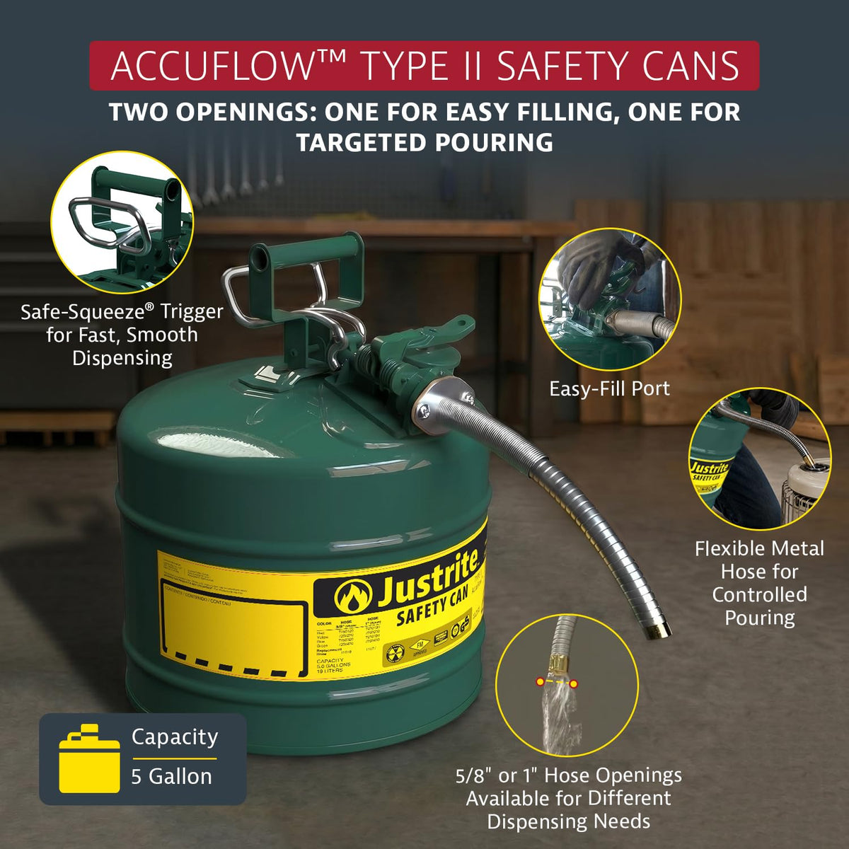 Green Galvanized Steel Safety Can W602