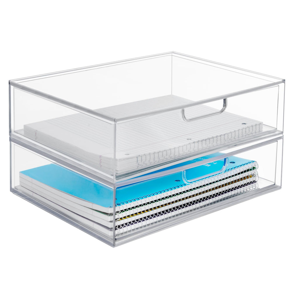 Clear Plastic Stackable Organizer Drawers Set of 2 D591