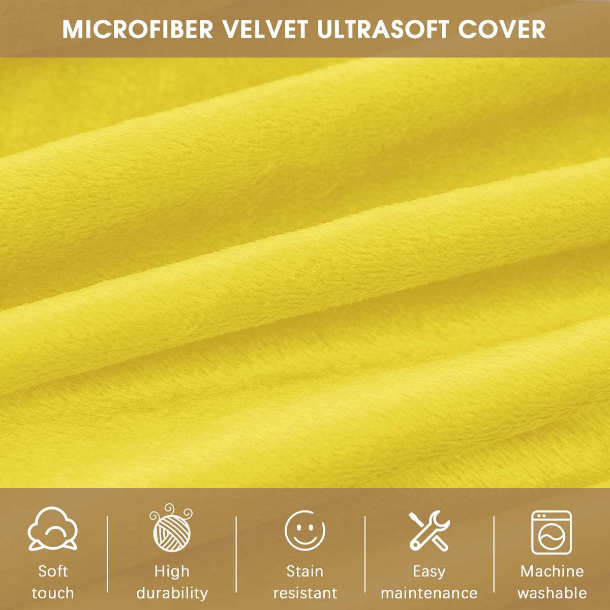 Yellow 3 ft Memory Foam Bean Bag Chair N94366