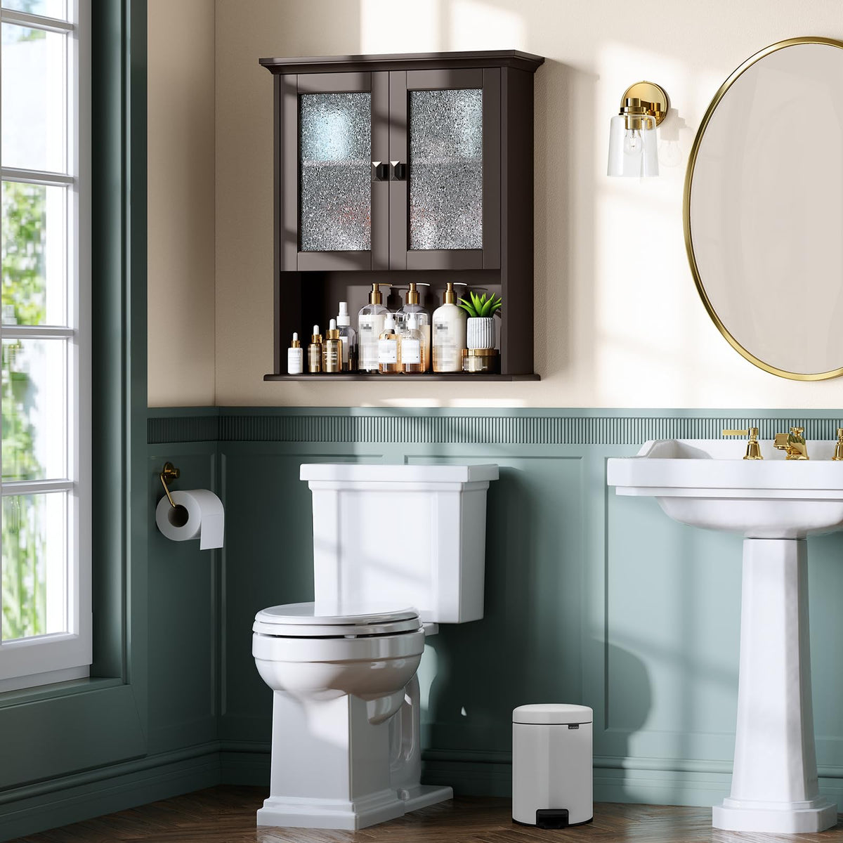 Wall Mount Medicine Cabinet with Tempered Glass Door G769624