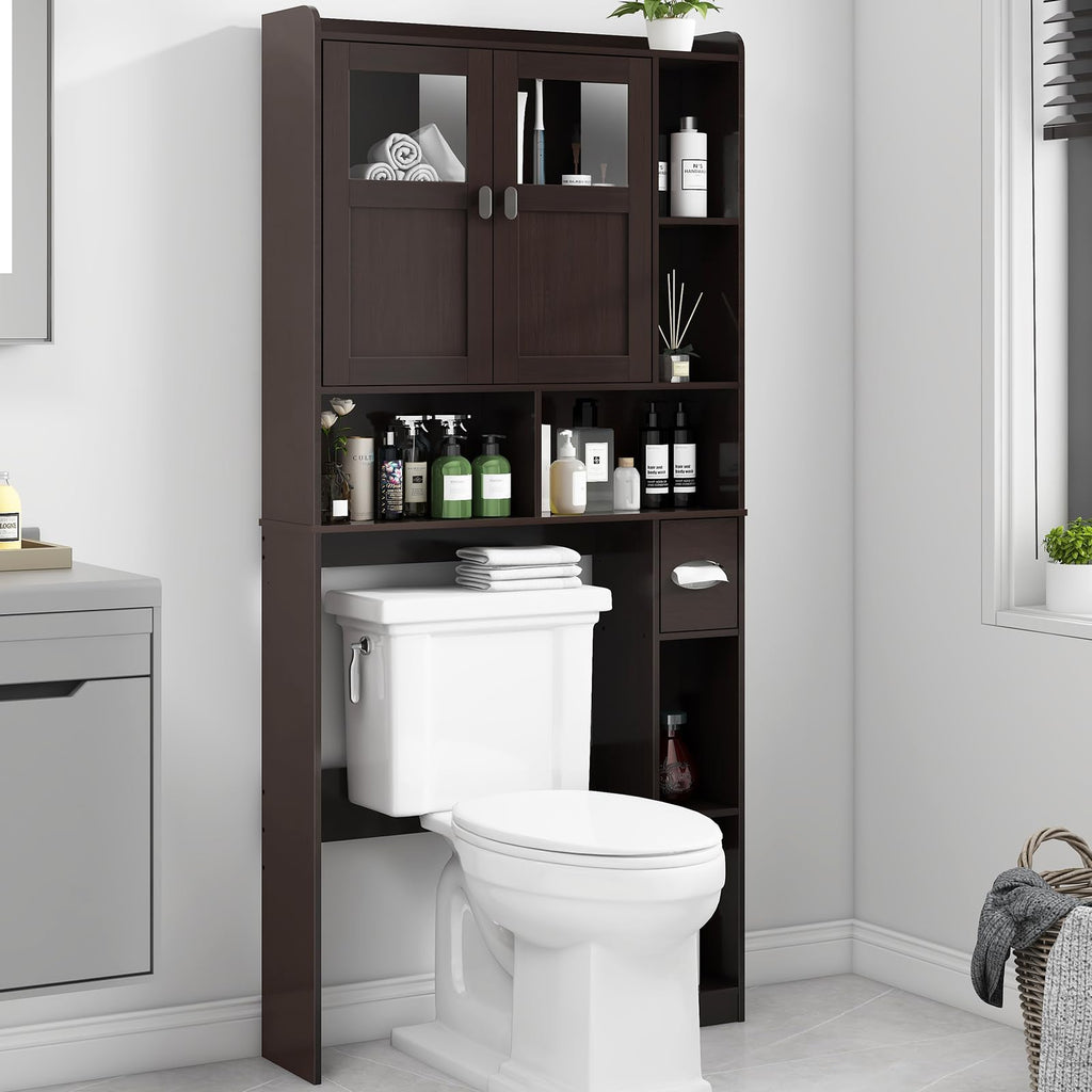 Over The Toilet Storage Cabinet with Doors and Shelves H730
