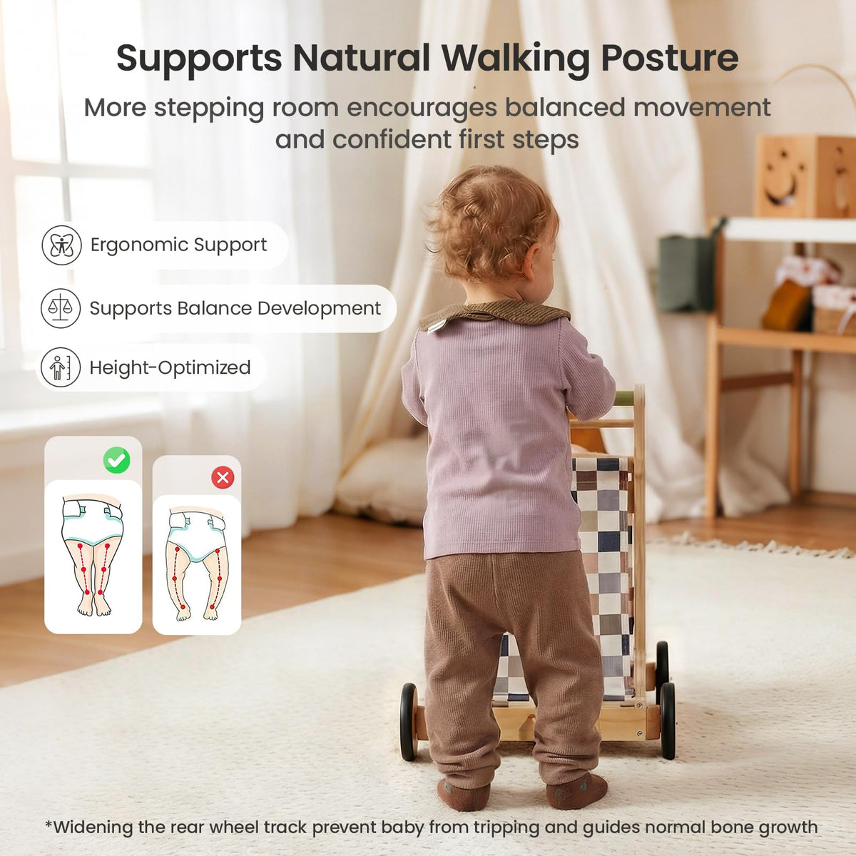 Wooden Baby Walker with Wheels O5000