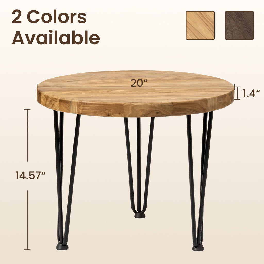Round Elm Wood Nesting Coffee Table with Metal Legs Z255705
