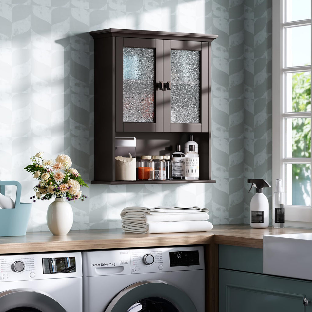 Wall Mount Medicine Cabinet with Tempered Glass Door G769624