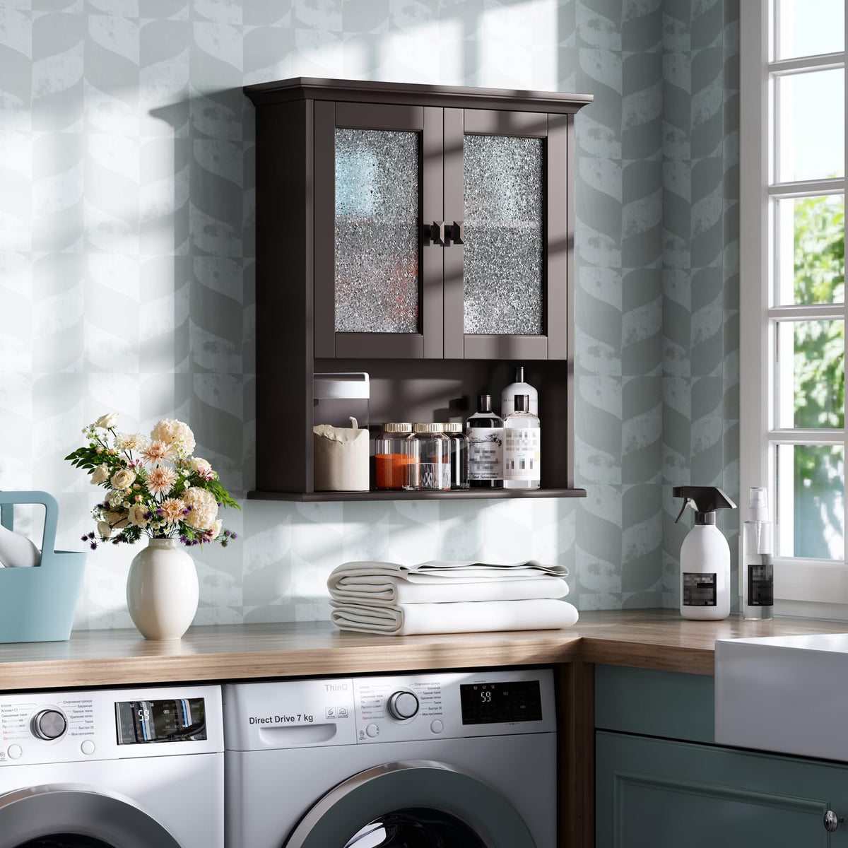 Wall Mount Medicine Cabinet with Tempered Glass Door G769624
