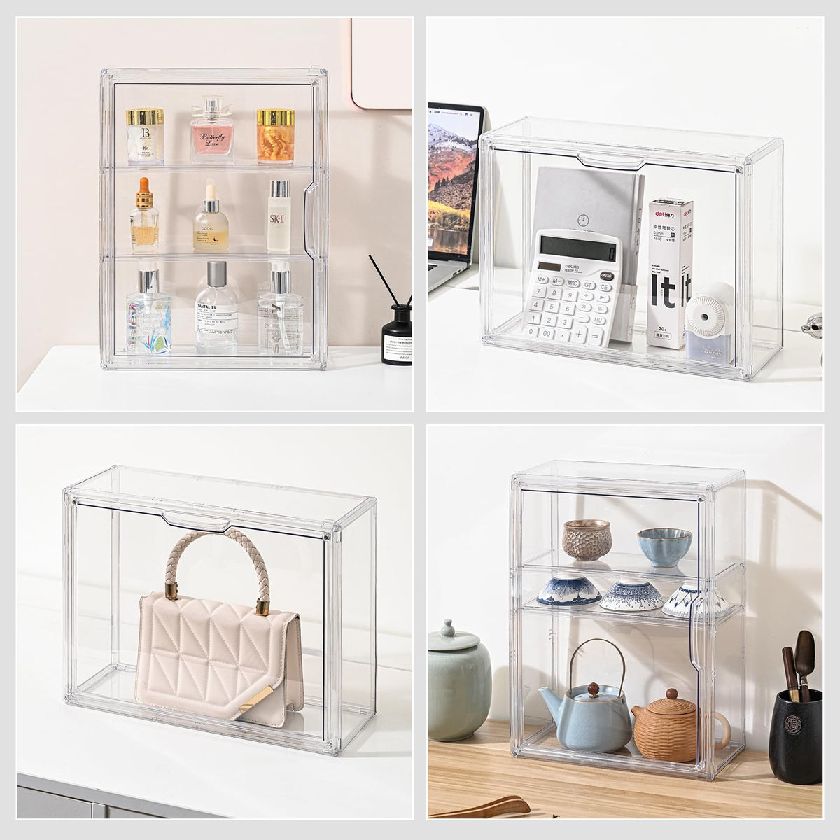 3 Tier Clear Acrylic Display Case with Magnetic Door P1767