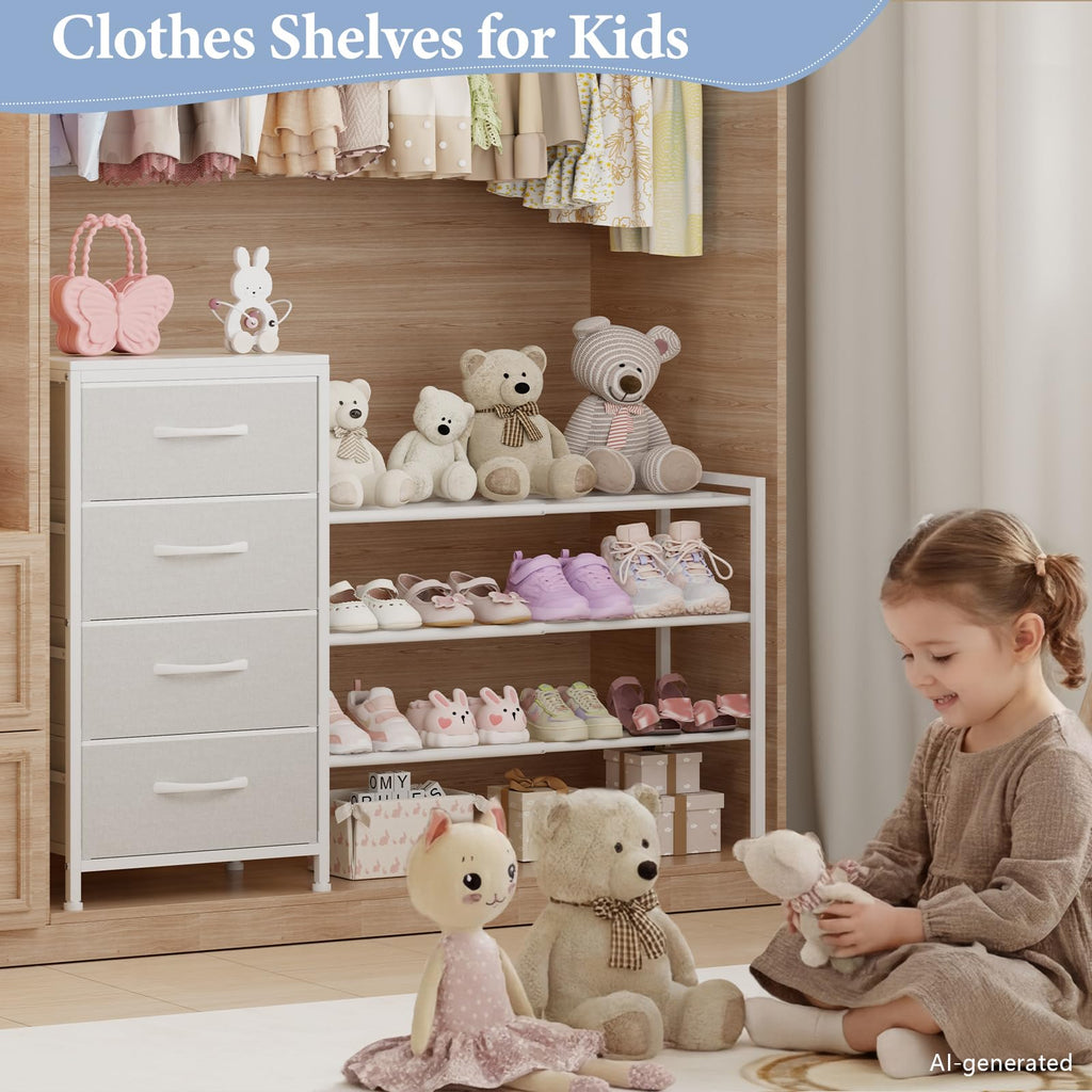 White 4 Drawer Fabric Dresser Z84718
