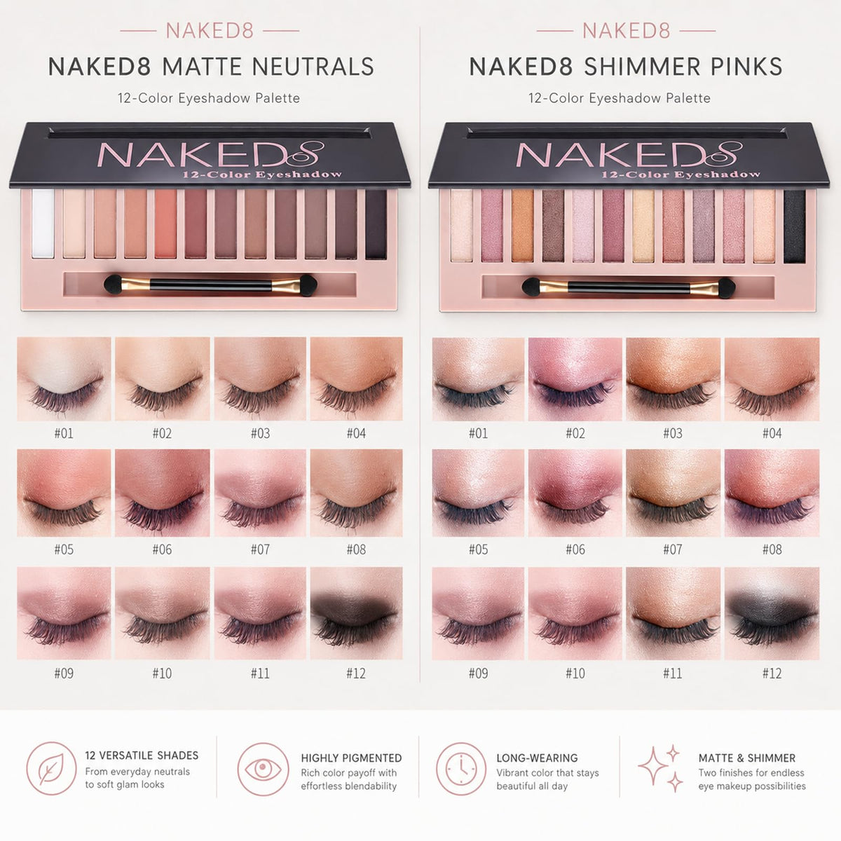 2 Pack Shimmer & Matte Eyeshadow Palette Y787