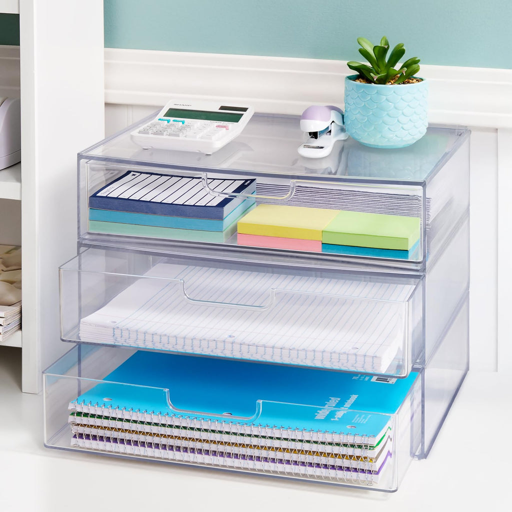 Clear Plastic Stackable Organizer Drawers Set of 2 D591