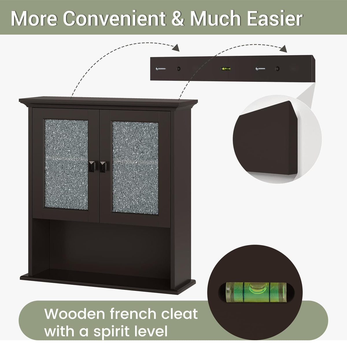 Wall Mount Medicine Cabinet with Tempered Glass Door G769624