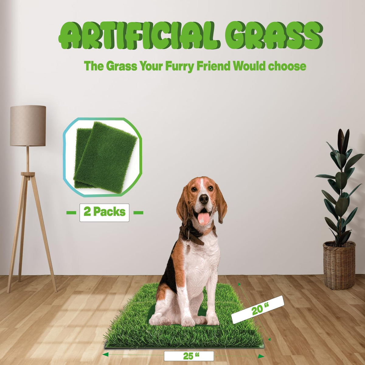 2-Pack Artificial Grass Potty Pad 20x25 Inch Z1505