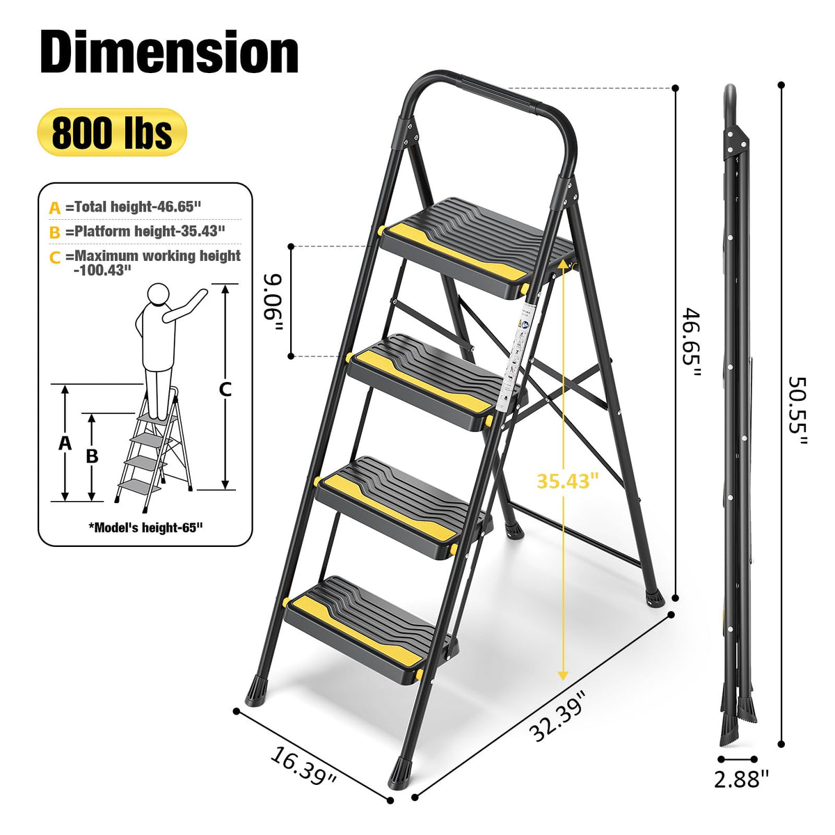 4 Step Ladder Black J389