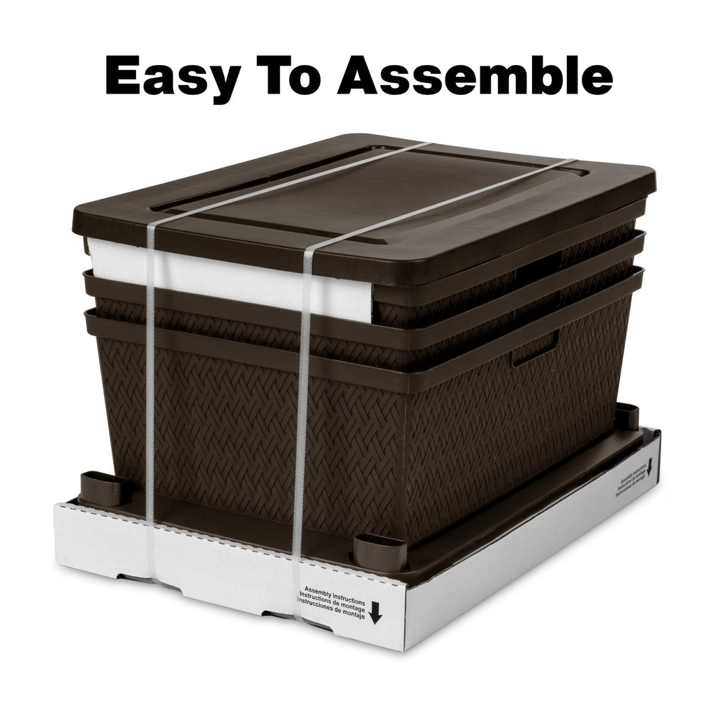 Plastic Drawer Storage Unit with Removable Decorative Panels Brown F55573
