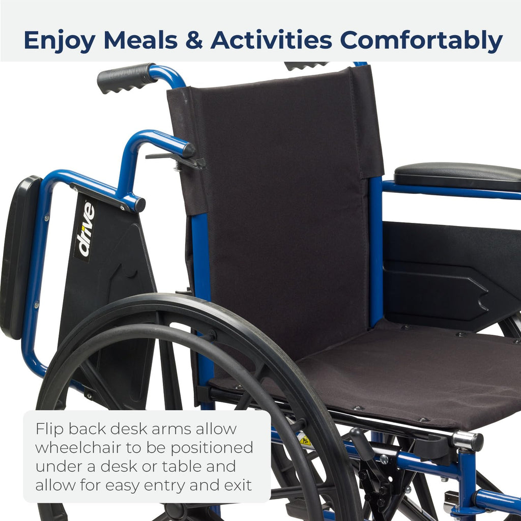 Blue Streak Foldable Wheelchair with Leg Rests M4958