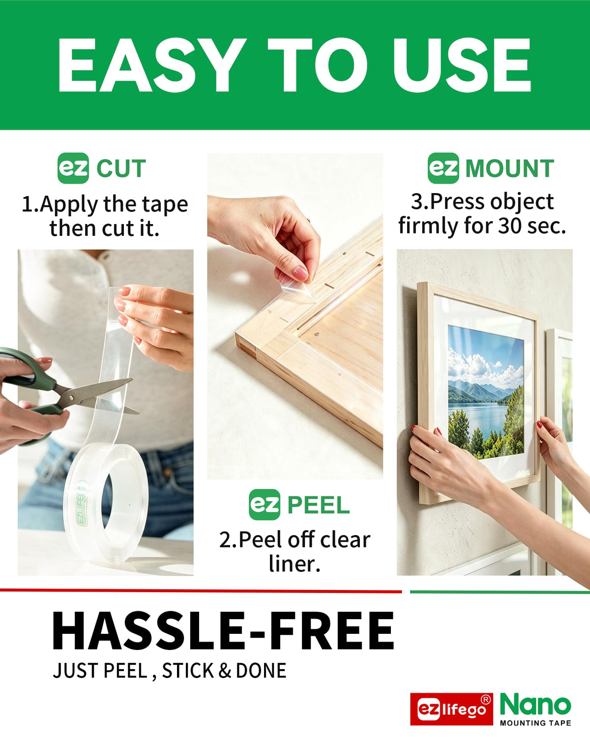 Heavy Duty Double Sided Mounting Tape, 9.85FT P4630