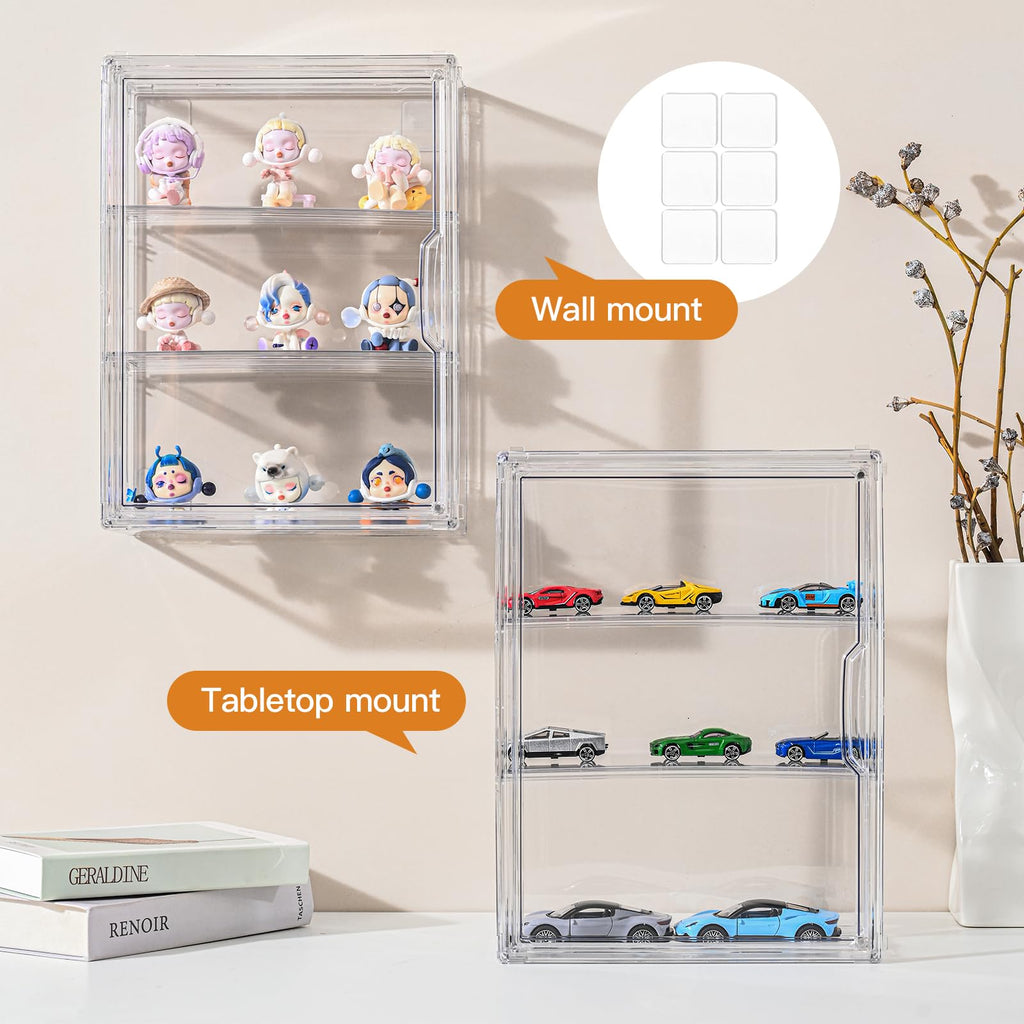 3 Tier Clear Acrylic Display Case with Magnetic Door P1767