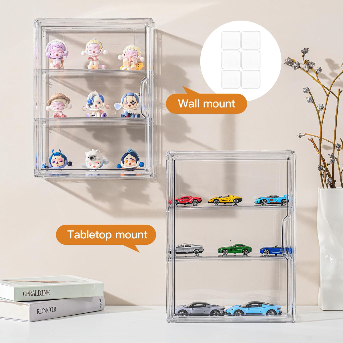 3 Tier Clear Acrylic Display Case with Magnetic Door P1767